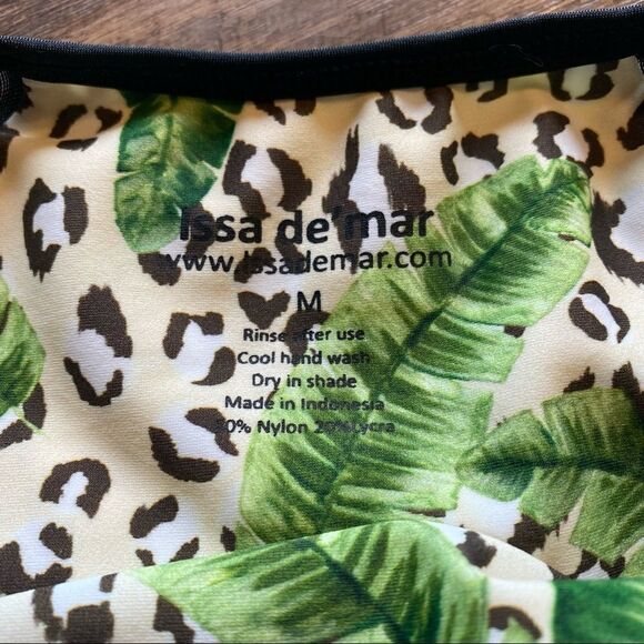 Issa De Mar Swimsuit Leopard Mesh Tropical Animal Print Medium Green Black - Picture 10 of 10